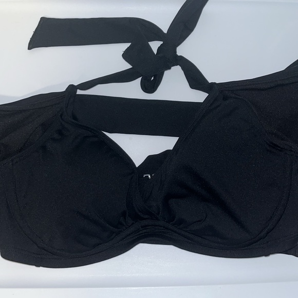 ATHLETA BRA CUP WRAP HALTER BIKINI Swim TOP Underwire Black Women’s Size 34 B/C - Picture 4 of 10